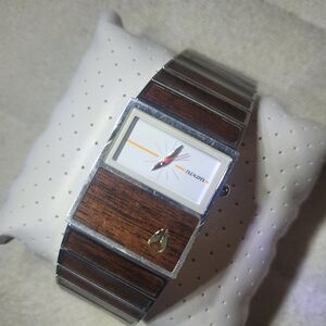 Vintage NIXON "The Chalet" Watch, Stainless Steel And Real Wood Inlays.